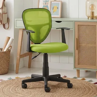 IDIMEX Schreibtischstuhl Kinder Studio-1 höhenverstellbar, Grün - Bürostuhl für Kinderzimmer ergonomisch, drehbar mit Armlehnen, atmungsaktiver Meshbezug [max. Belastbarkeit 100 kg]