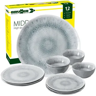 BRUNNER Geschirr-Set BRUNNER Camping Geschirrset PEARL (8, 12, 16, 36-Teile) Rutschfest (12-tlg)