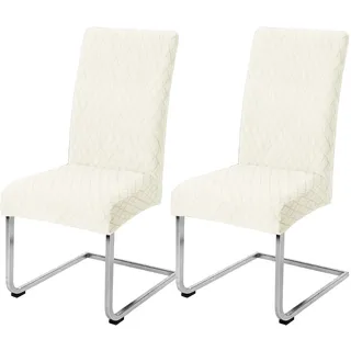 LANSHENG Stuhlhussen 2er Set, Waschbarer Stuhlhussen Schwingstühle, Beige | Stretch Stuhlbezug für Esszimmer, Küche, Hotel