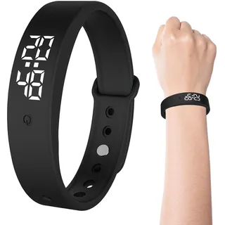Armband Wecker Schwarzes Vibrationswecker Armband Armbandwecker mit Vibrationsalarm,Verstellbar,mit geräuschloser Vibrationsfunktion Wecker,Timer,Stoppuhr,Datumsanzeige und Körpertemperaturmessung