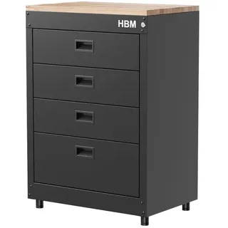 HBM Schubladenschrank 71 cm, 4 Schubladen, schwarz