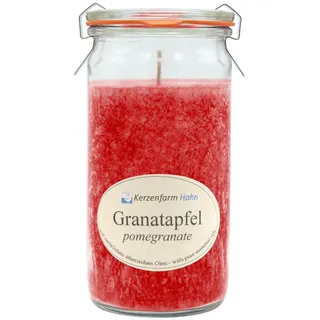 Duftkerze im XL-Weckglas®, Granatapfel, 100% pflanzliches Stearin, KERZENFARM HAHN, mit reinen ätherischen Ölen, Brenndauer ca. 40h