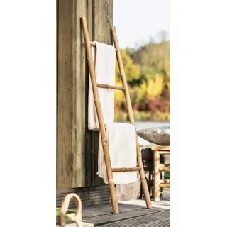 Dekoleidenschaft Handtuchleiter aus Bambus, 115 cm hoch, 4 Sprossen, Handtuchständer, Kleiderständer, Pflanzenleiter, Kleiderleiter, Aussen-Handtuchhalter, Anlegeleiter, Kletterhilfe, Garten-Deko
