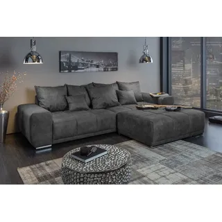 Big Sofa ELEGANCIA 285cm grau Microfaser XXL Couch inkl. Kissen Federkern