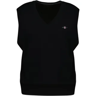 GANT Herren Strickpullunder - CLASSIC COTTON VEST, V-Ausschnitt, Baumwolle Schwarz / XL