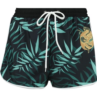 Bikini-Unterteil für Damen  schwarz/grün "Swim Shorts With Palm Trees" von RED by EMP - M