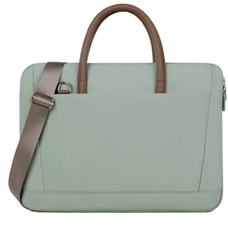 FUNSEED 15.6 Zoll Laptoptasche für Damen und Herren, Wasserdichte leichte Tragetasche Polyester, Umhängetasche, Aktentasche mit Schultergurt, Ideal für Arbeit und Reisen, Grün - M