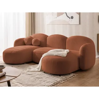 s-style möbel Nuvola - Moderne Wohnlandschaft aus Terrakotta Bouclé mit abgerundetem Design und hohem Sitzkomfort - Orange