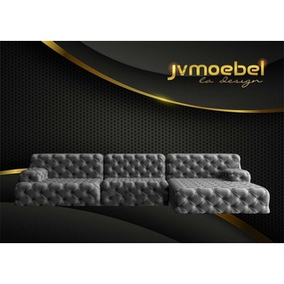 JVmoebel Ecksofa, Chesterfield U-Form Ecksofa Couch Design Polster Textil Garnitur grau