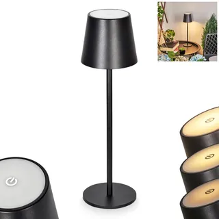 LED Außentischleuchte Allen, dimmbare Tischleuchte aus Metall/Kunststoff in Schwarz, Tischlampe mit USB C-Anschluß, Akku u. Ladefunktion, Touchdimmer und Lichtfarbe änderbar, für Innen und Außen, IP54
