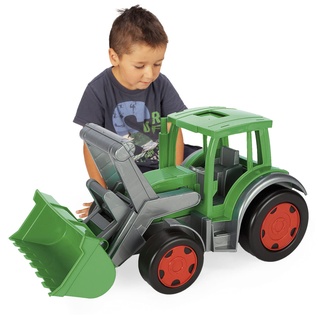 Wader 66015 - Gigant Traktor zum Sitzen mit großer Frontschaufel, ab 12 Monaten, belastbar bis 100 kg, ca. 60 cm, grün, ideal als Geschenk für kreatives Spielen