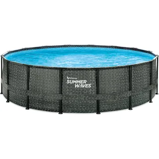 Summer Waves Elite Frame Pool 488 x 122 cm Rattan-Optik grau
