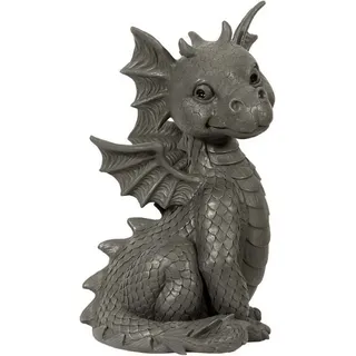 MystiCalls Gartenfigur Gartendrache "Snootys Baby" - Gartenfigur Garten Dekoration Drache, Handgearbeitet und handbemalt grün