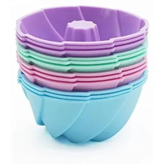 Famanu Mini-Silikon Gugelhupfformen Set - Wiederverwendbare Muffinförmchen für Kuchen und Cupcakes (12 Stück)