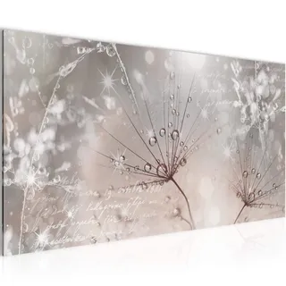 Runa Art Wandbild Pusteblume 1 Teilig 100 x 40 cm Modern Bild auf Vlies Leinwand Blumenwiese Wohnzimmer Schlafzimmer Rosa Grau 205512b