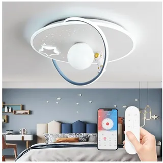 RRBEST Deckenleuchte LED Kinder Deckenlampe, Modernes Design Mond Astronaut Deckenleuchte, Dimmbar mit Fernbedienung Jungen und Mädchen Kinderzimmer Lampen weiß
