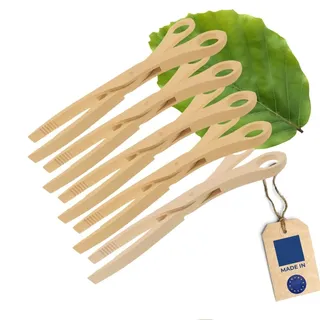 5x HOFMEISTER® Holz-Schere, 28 cm, für Gurken, Antipasti & Salat, fester Griff dank Rillen-Fräsung, hygienische Sauerkraut-Zange, Grillzange, Servier-Pinzette, Buchen-Holz