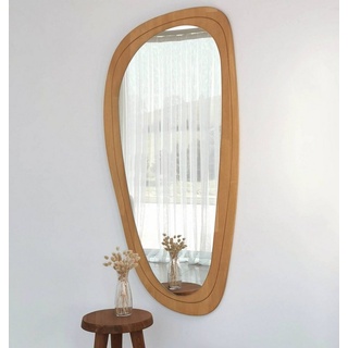 Gozos Spiegel Wandspiegel mit hölzerner Unterseite l Asymmetrischer Spiegel (120 x 57 cm), Mirror Spiegel gerahmt zum Aufhängen Holzrahmen Denia - 120 cm x 57 cm