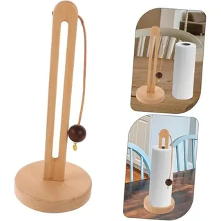 Küchenrollenhalter Rollenhalter Stehender Rollenhalter Aus Holz Runder Sockel Montage Ohne Bohren Oder Schrauben 13 X 13 X 31 Cm Holzoptik