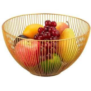 Relaxdays Goldene Obstschale aus Metall Gold