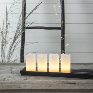 LED Kerzenset - Echtwachs - flackernde LED - Timer - Fernbedienung - wei√ü - 4er Set