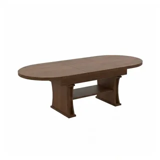 designimpex Couchtisch DA-130 oval ausziehbar höhenverstellbar mit Ablage Wohnzimmer Tisch, Funktionstisch, Wohnzimmertisch, Tisch, Esstisch, Sofatisch, Rollen braun