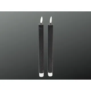 finehomegarden Spitzkerze LED-Kerze Spitzkerze LED Stabkerze Set/2 schwarz Ø2,2cm H24cm on/off (Set, 2-tlg), Schalter Tafelkerze Dinner Dekoration schwarz