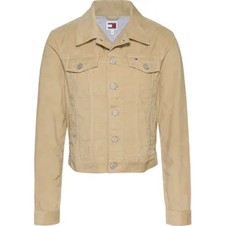 Cordjacke TOMMY JEANS, Damen, Gr. S (36), gold (gentle gold), Cord, Obermaterial: 100% Baumwolle, unifarben, casual, regular fit kurz, Langarm Ärmel mit Ärmelschlitz 1-Knopf-Manschette, Jacken, aus Feincord