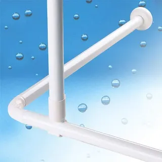 ALU DECKENHALTERUNG EXTRA LANG 120 cm! FÜR WINKELSTANGE DUSCHVORHANGSTANGE Weiss! UNDERSEILING of Corner Rod!