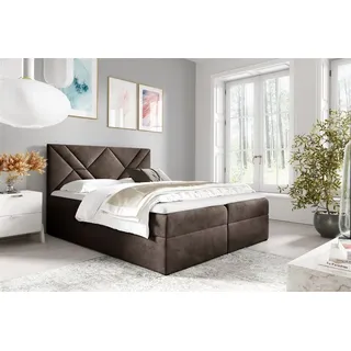 Boxspringbett Schlafzimmerbett 180x220cm LAZARO Nr.6 Braun inkl. Bettkasten