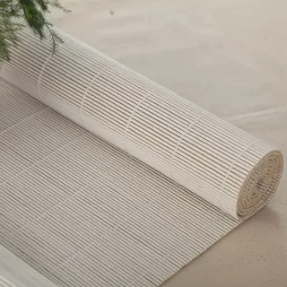zhijiaqian456 Weiß Bambusrollo Sonnenschutz Sichtschutz Rollo Seitenzugrollo Raffrollos, Natur Holzrollos,für Fenster und Türen,Anpassbar (95 x 110 cm)