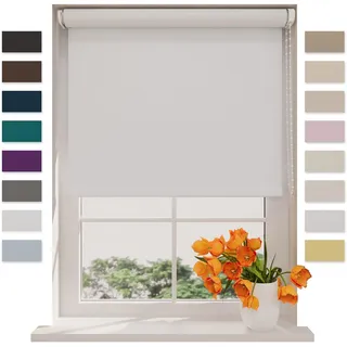 DTCH® Verdunkelungsrollo 220 x 190 cm Weiß, Größen von 40 bis 240 Breite, Ohne Bohren möglich, Rollo Wandmontage, Rollo 220 cm Breit, Fenster Rollos für Innen