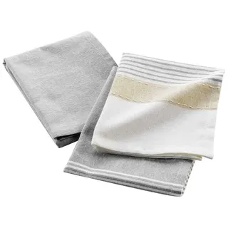 Macosa Home Geschirrtuch 2er Set Beige Grau Baumwolle Polyester Küchenhandtücher, (modern), Küchentuch Trockentuch-Set Abtrockentuch beige|braun
