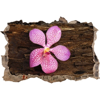 Pixxprint 3D_WD_S2071_92x62 prächtige Orchidee auf Holz Wanddurchbruch 3D Wandtattoo, Vinyl, bunt, 92 x 62 x 0,02 cm