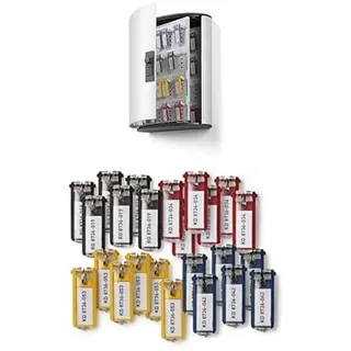 Durable 197623 Schlüsselkasten Key Box Code 48 (Zahlenschloss, für 48 Schlüssel) + 48 Key Clips farbig sortiert