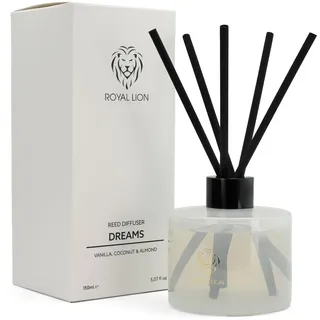Reed Diffuser 150ml - Duftstäbchen - Raumdüfte für echte Wohlfühlmomente für Zuhause, Büro, SPA, Aromatherapie - Handgemachter Raumduft Diffuser mit Vanille, Kokos & Mandel Duft (Dreams)