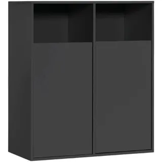 mokebo Wäscheschrank Schwarz, Holzwerkstoff, 80x95x40 cm, Ordnen & Aufbewahren, Wäschekörbe & Tonnen