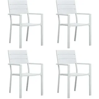 Gartenstühle 4 Stk. Weiß HDPE Holz-Optik