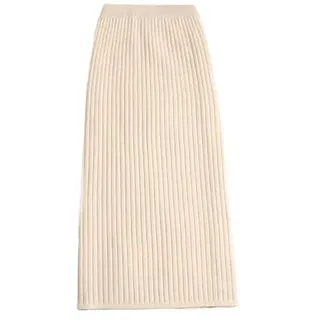 Strickrock Für Damen - Damen Pulloverrock Bleistift Midi Strickrock Hohe Taille Röcke Damen Winter Lange Warme Strickröcke Geteilte Hosen - L