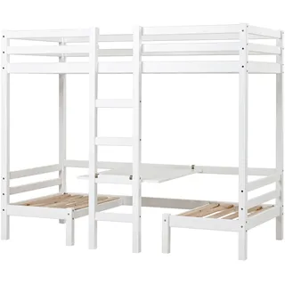 Hochbett HOPPEKIDS "ECO Dream JUMBO Kinderbett mit Funktion - Praktisch & flexibel, 90x200", weiß, Liegefläche B/L: 90cm x 200cm, kein Härtegrad, Schaumstoffmatratze, Hochbetten, Hochbett, Unteres Bett nutzbar als Bett oder Sitzgruppe. Matratzen in Antrazit.