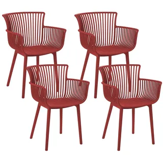 Kunststoffstühle rot 4er Set für den Innen- und Außenbereich geeignet Pesaro