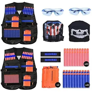 EXTSUD 2er Taktische Weste Jacke Set Kinder Taktische Jacke Set für Nerf Guns N-Strike Elite, Kids Tactical Vest für Nerf Zubehör