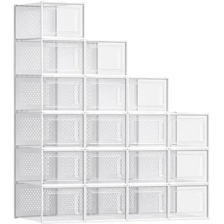 Songmics Schuhbox 18er Set 1-tlg. transparent/weiß