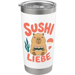 Capybara Sushi Liebe Japanisches Essen Maki Niedlicher Humor Doppelwandiger Edelstahl-Thermobecher