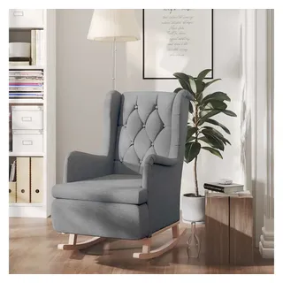 vidaXL Schaukelsessel mit Kautschukholz-Beinen Polyester 64,8 x 100 x 91 cm Grau