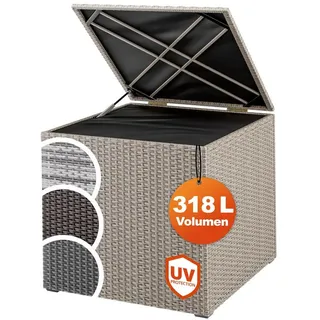 CASARIA Gartenbox Polyrattan 318l Creme mit Innenverkleidung wetterfest