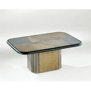 Venjakob Couchtisch, Mehrfarbig, Schiefer, Metall, Stein, rechteckig, Säule, 80x48x120 cm, Goldenes M, höhenverstellbar, Wohnzimmer, Wohnzimmertische, Couchtische, Couchtische Metall