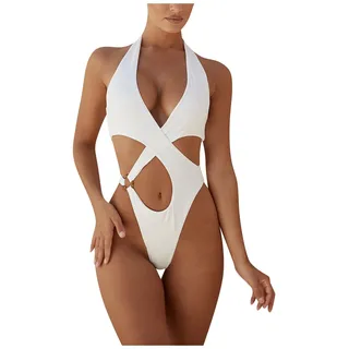 Damen Badeanzug 2-Teilig Neon Rave Outfit Sexy Niedrig Geschnitten mit Y2K Langarm Crop Top Cover-up Bikini Clubwear