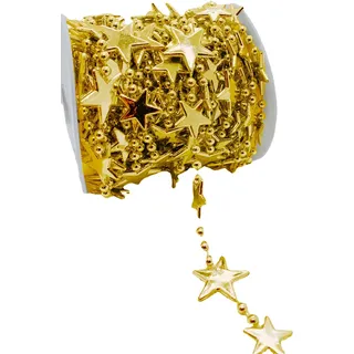 Wambere 2 Roll 10m Stern Girlande Deko,Weihnachtsgirlande für Christbaumschmuck Hängende für Sternengirlande Tischdeko Fenstern Geburtstag Hochzeit Weihnachten Silvester Party Deko,Sterne golden