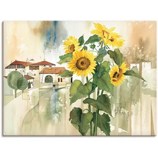 Leinwandbild ARTLAND "Gruss der Sonnenblume" Bilder Gr. B/H: 80 cm x 60 cm, Blumen, 1 St., gelb Leinwandbilder auf Keilrahmen gespannt